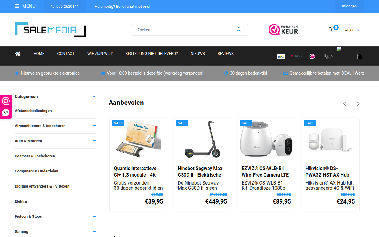 Screenshot van salemedia.nl