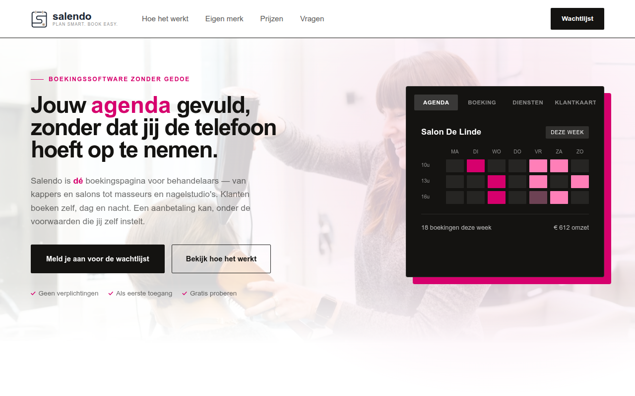 Screenshot van salendo.nl