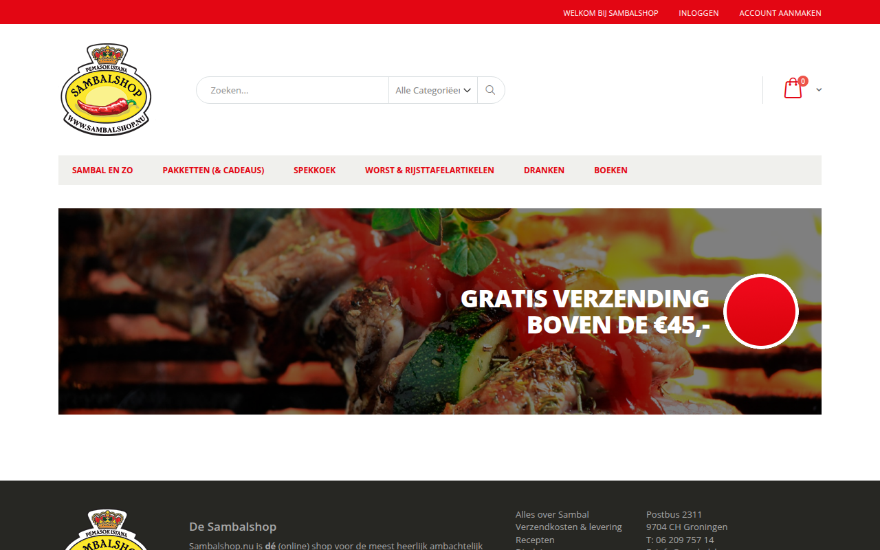 Screenshot van sambalshop.nu