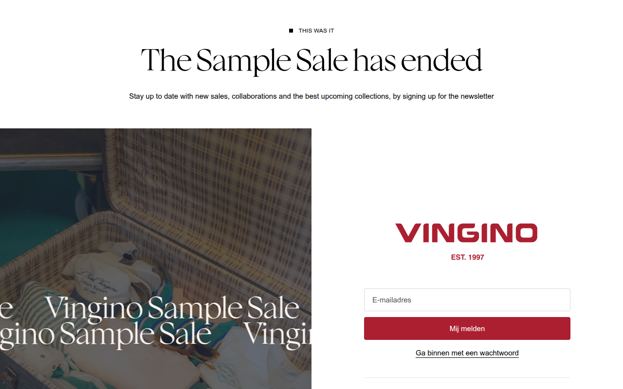 Screenshot van samplesale.vingino.com