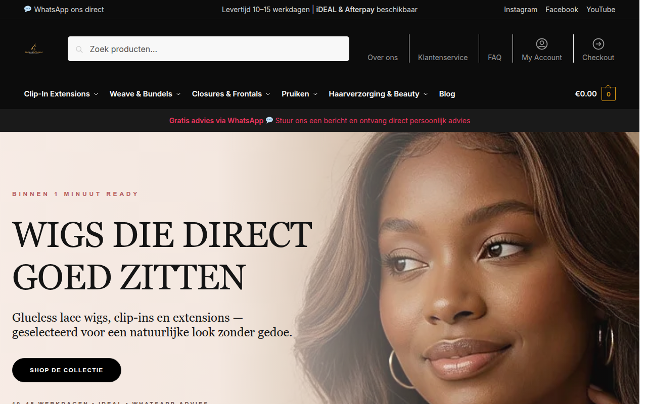 Screenshot van samshairextensions.nl