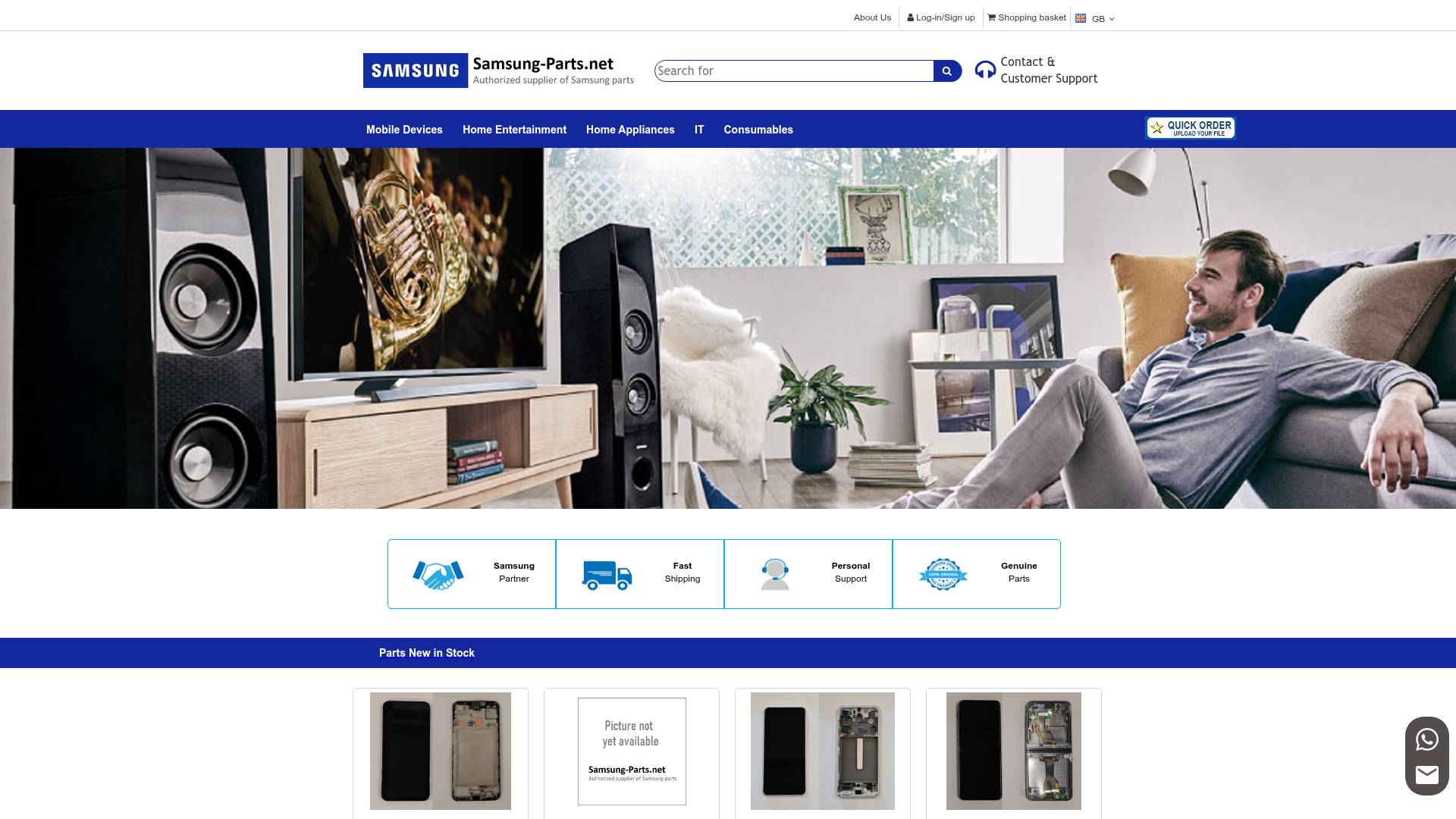 Screenshot van samsung-parts.net