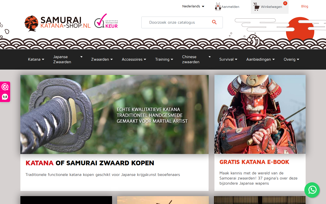 Screenshot van samurai-katana-shop.nl