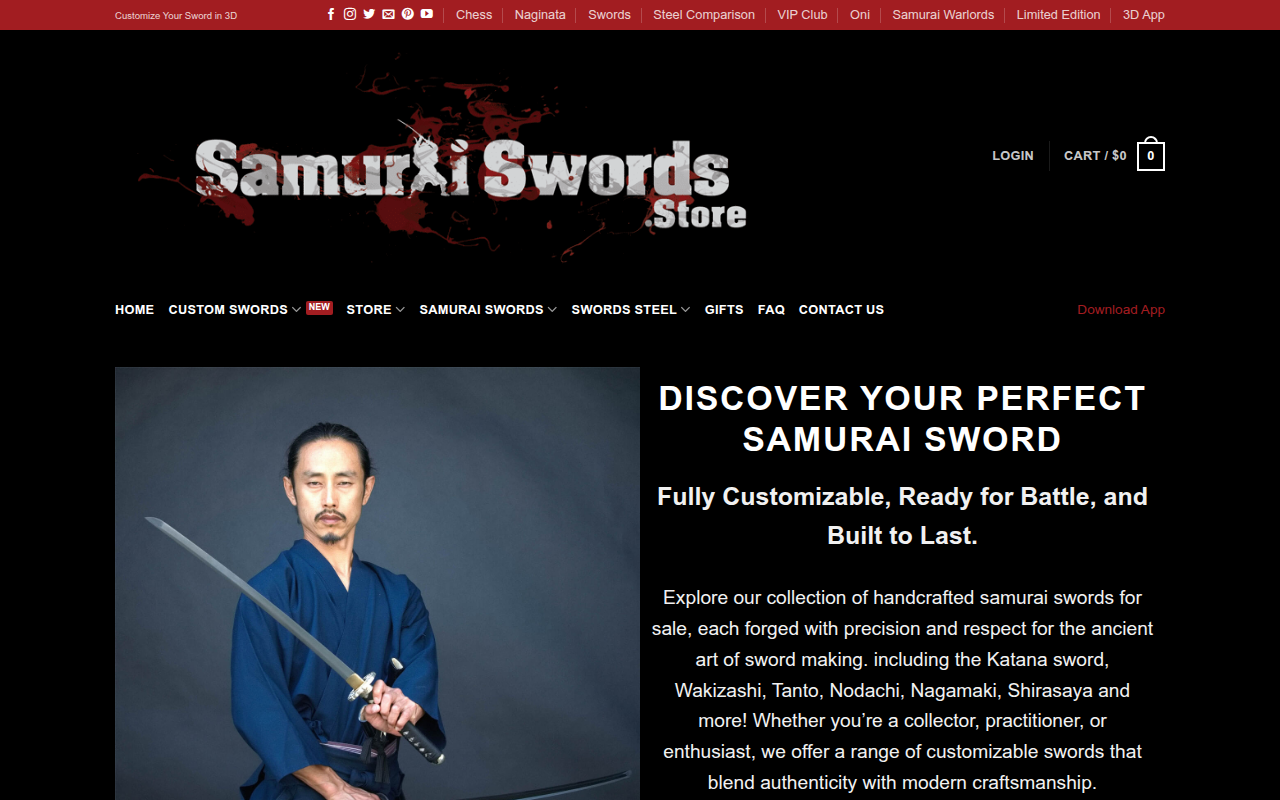 Screenshot van samuraiswords.store