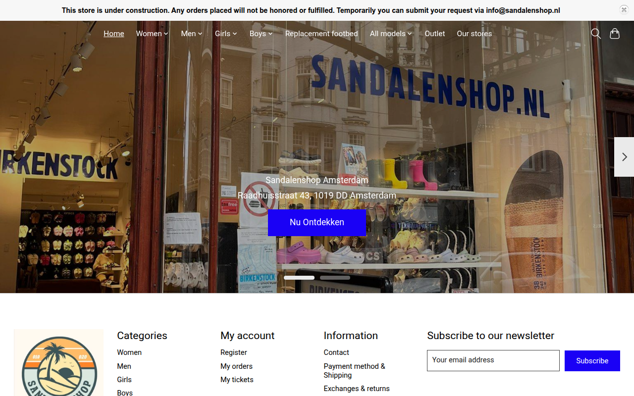 Screenshot van sandalenshop.nl