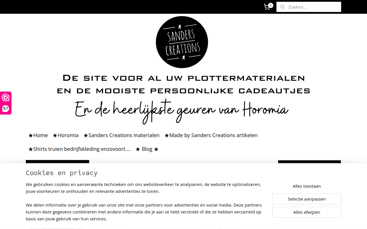 Screenshot van sanderscreations.nl