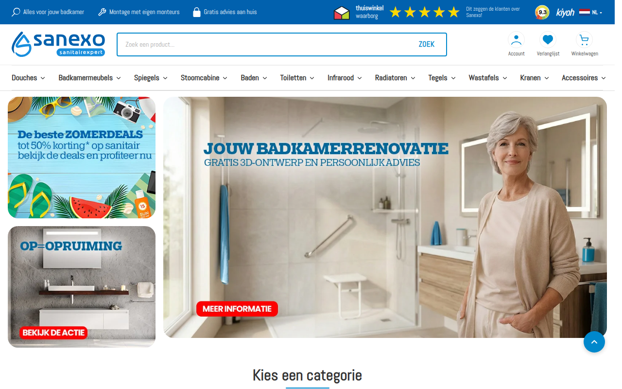 Screenshot van sanexo.nl