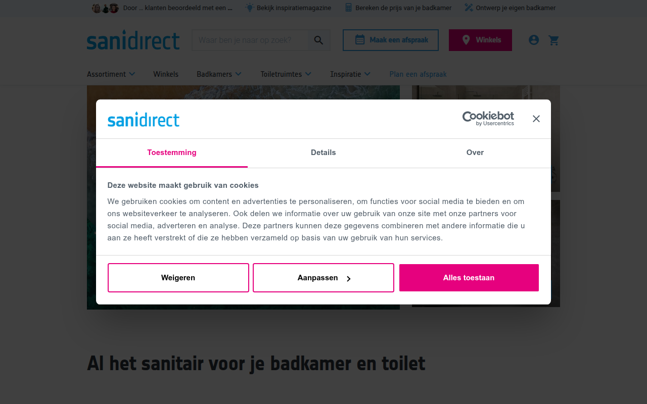 Screenshot van sanidirect.nl