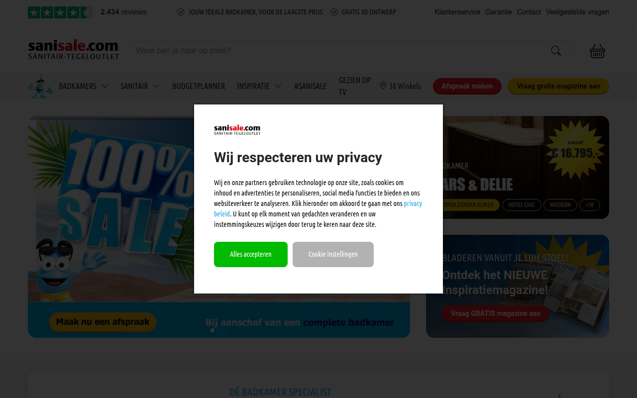 Screenshot van sanisale.com
