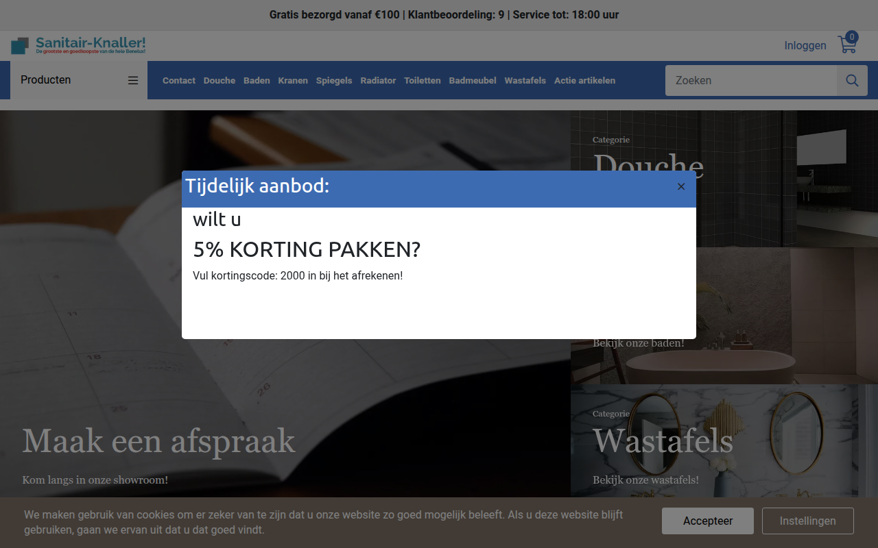 Screenshot van Sanitair-knaller.nl
