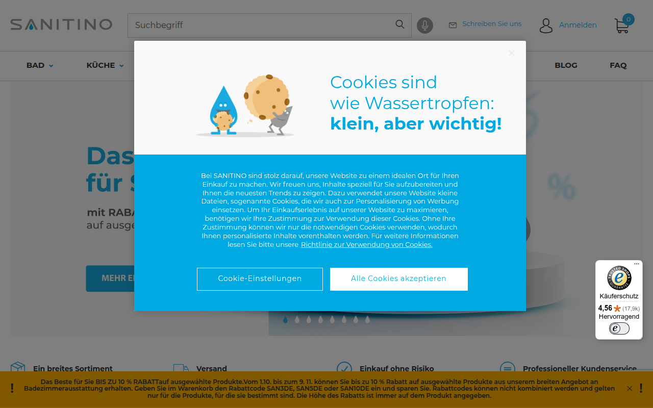 Screenshot van sanitino.de