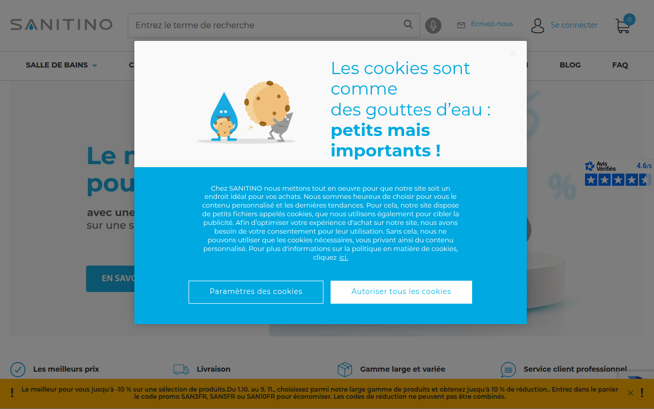 Screenshot van sanitino.fr