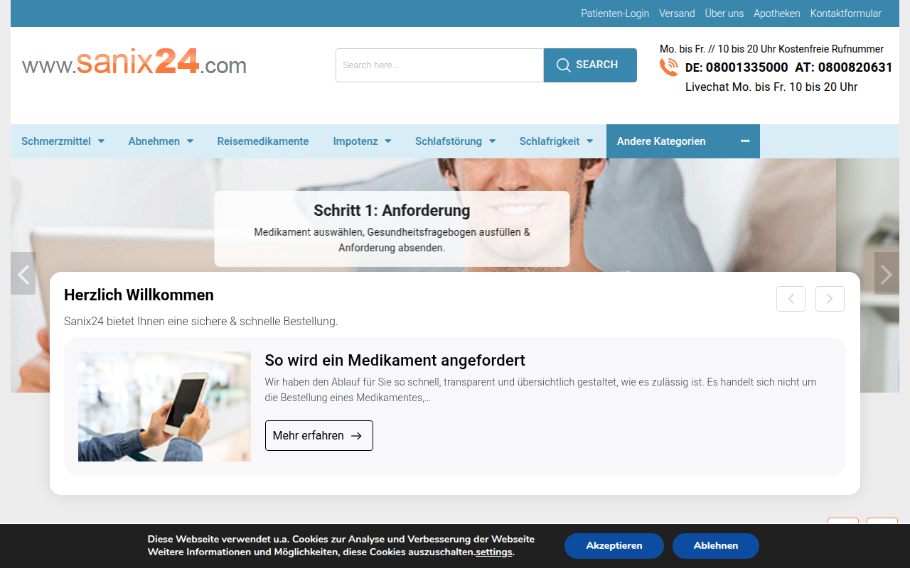 Screenshot van sanix24.com