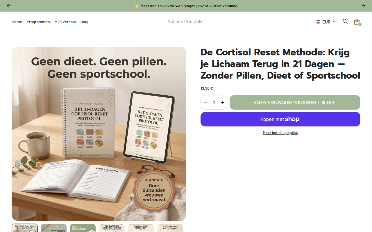 Screenshot van sanne-printables.nl