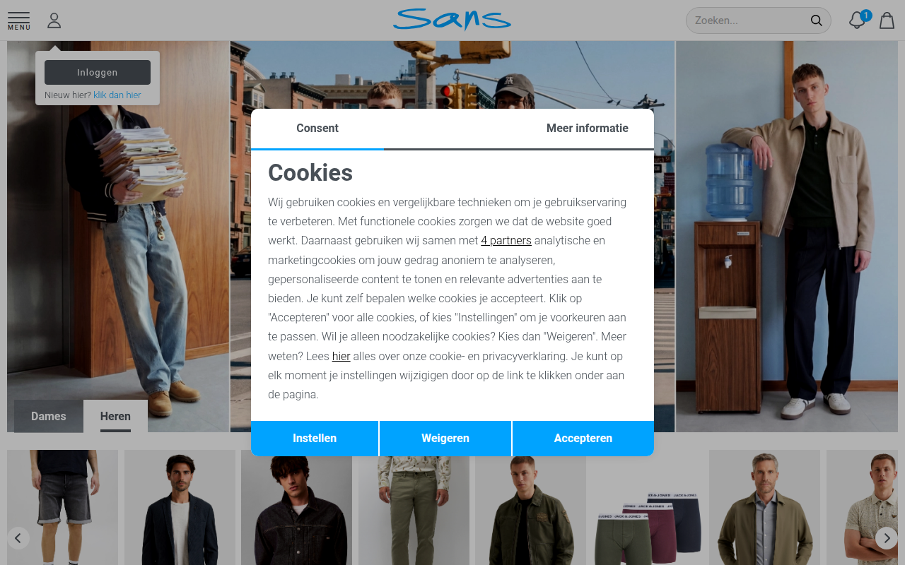 Screenshot van sans.nl