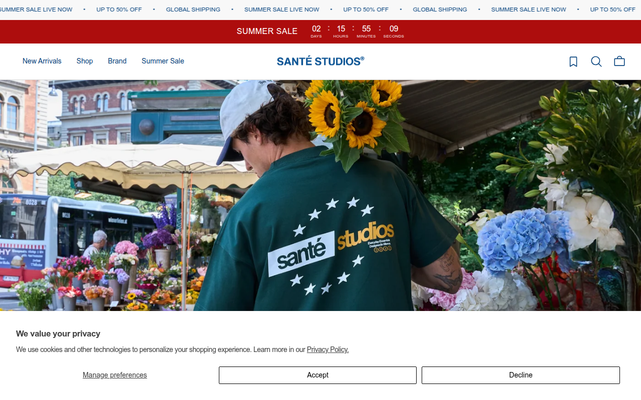Screenshot van sante-studios.com