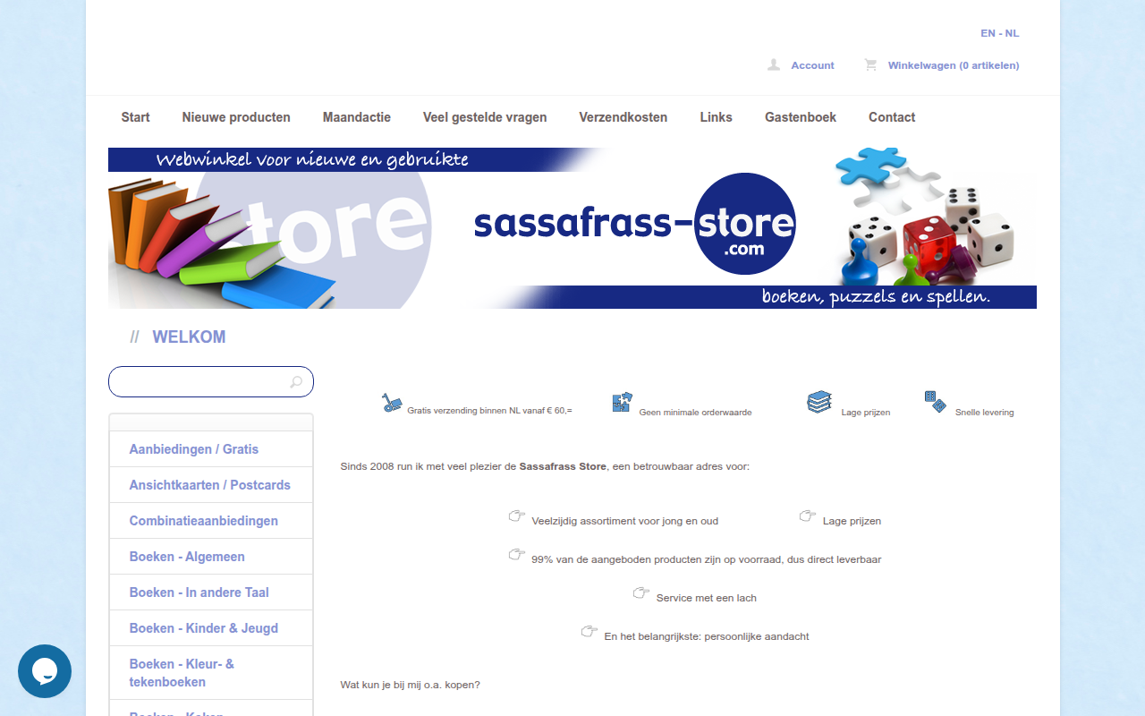 Screenshot van sassafrass-store.com