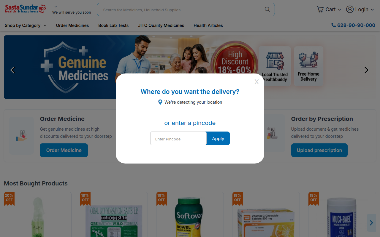 Screenshot van sastasundar.com