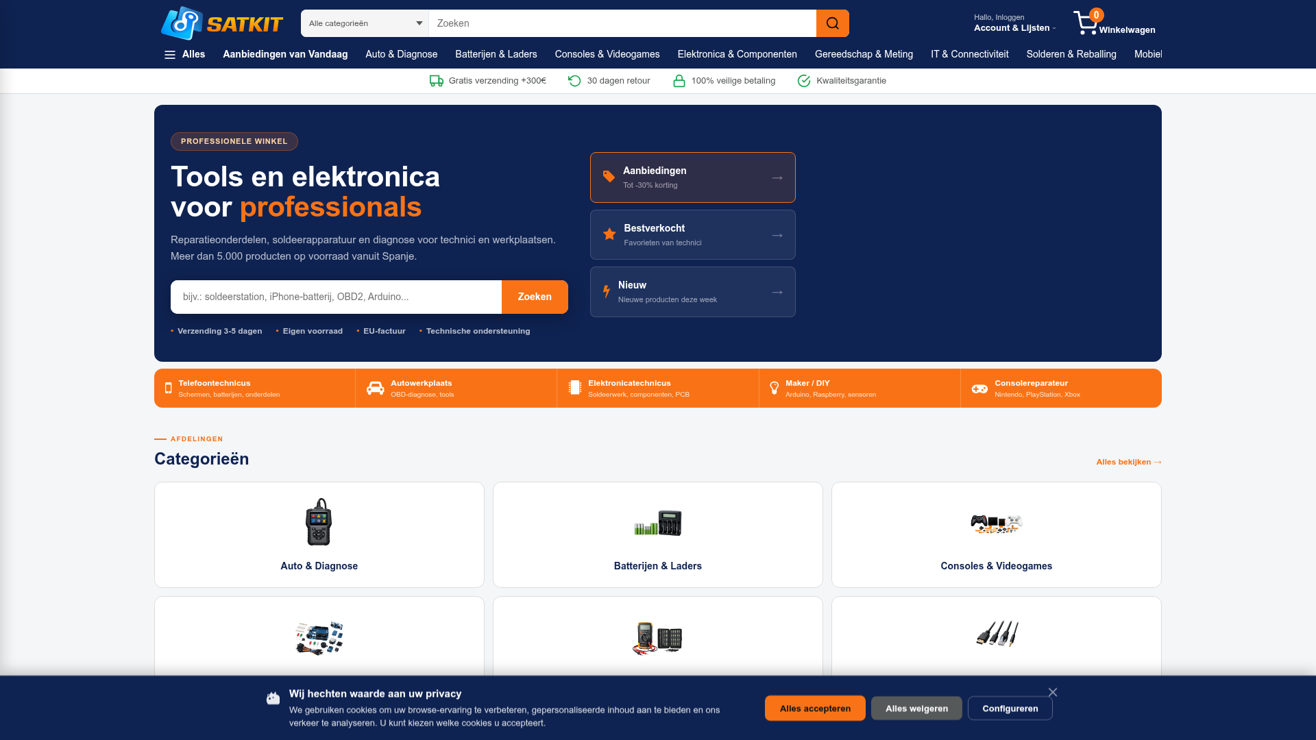 Screenshot van satkit.nl