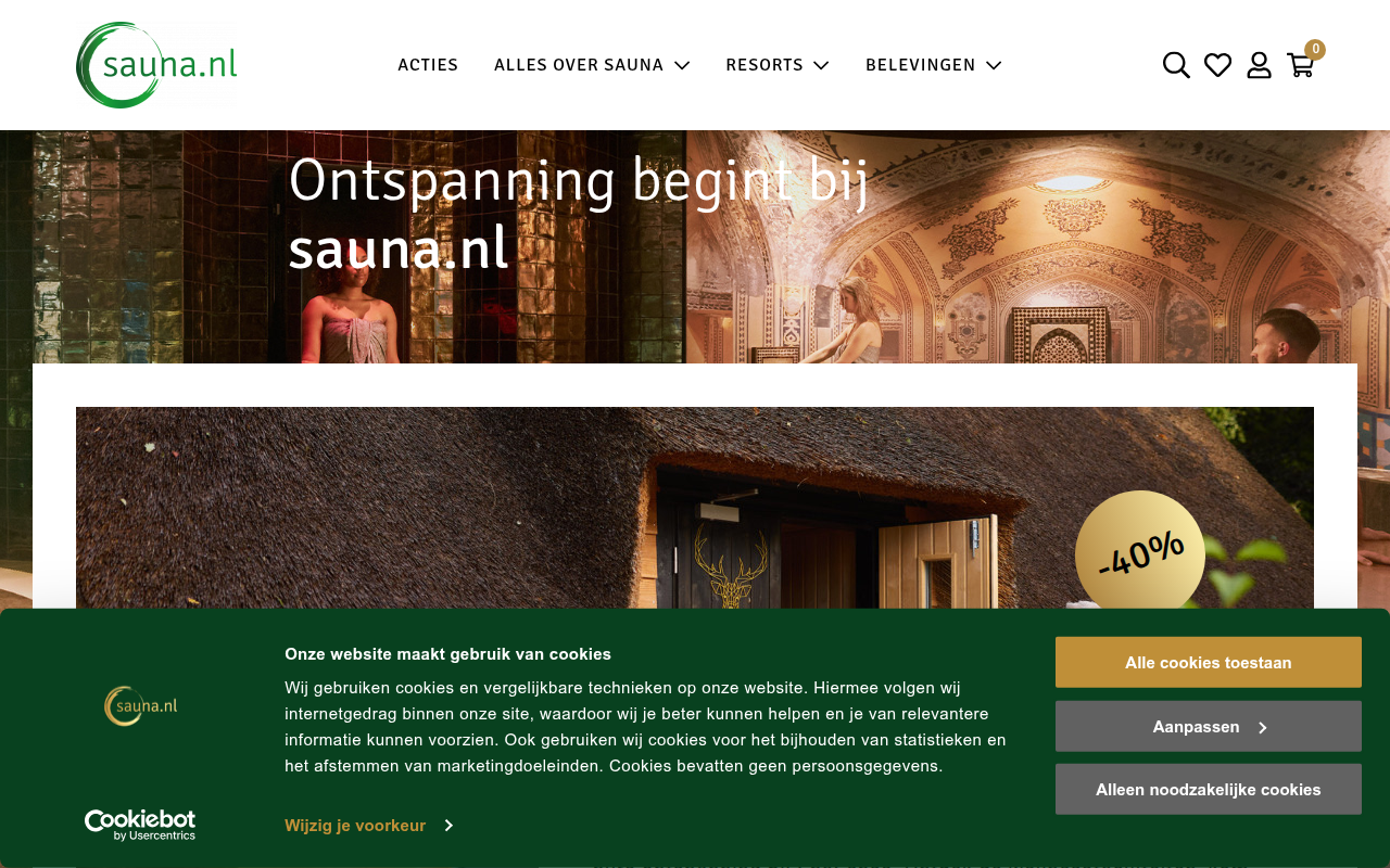 Screenshot van sauna.nl