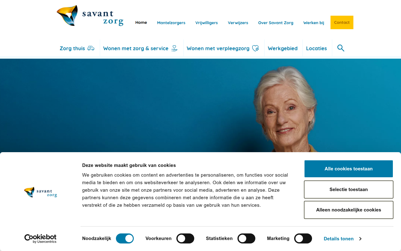Screenshot van savant-zorg.nl