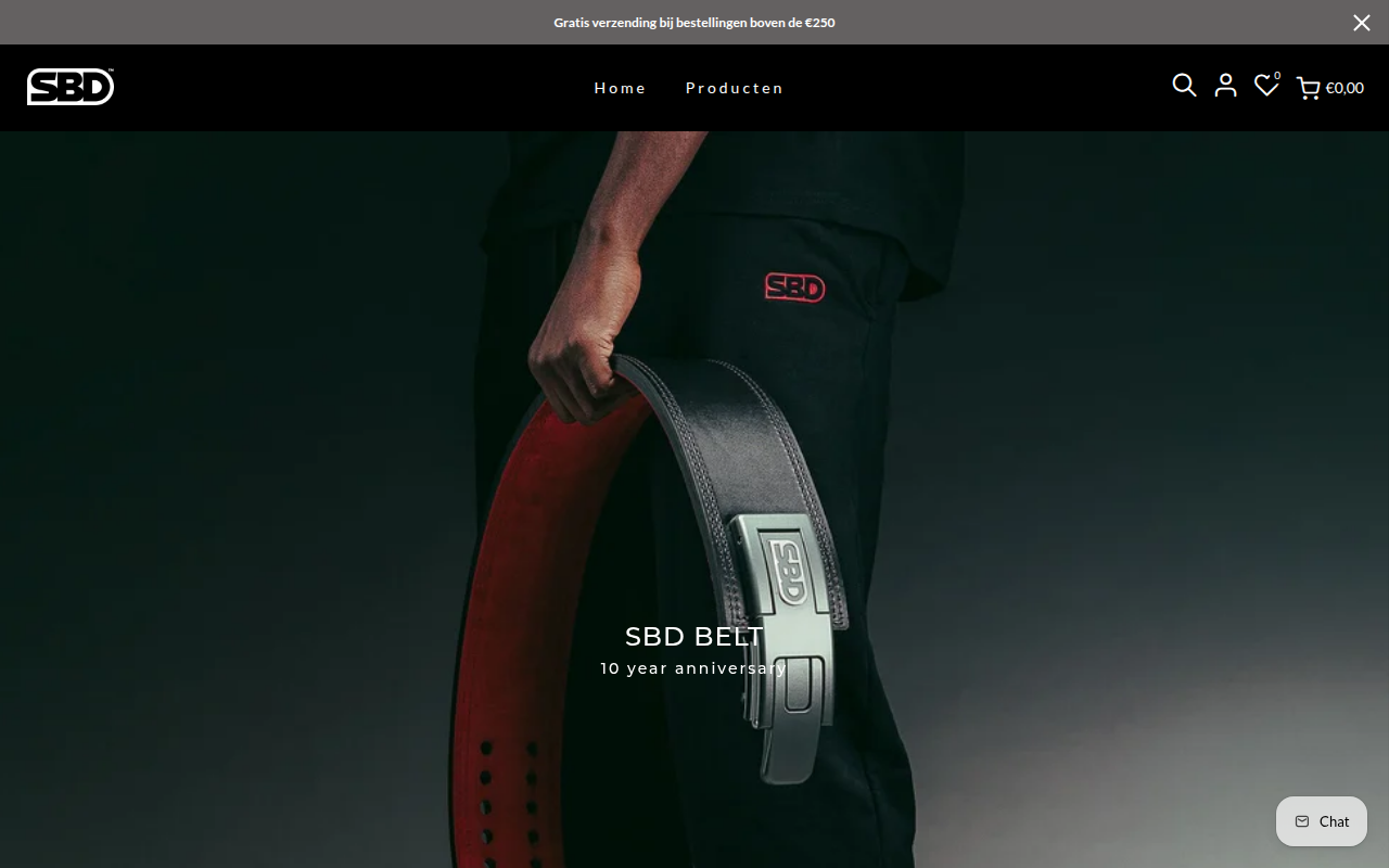 Screenshot van sbdapparel.nl