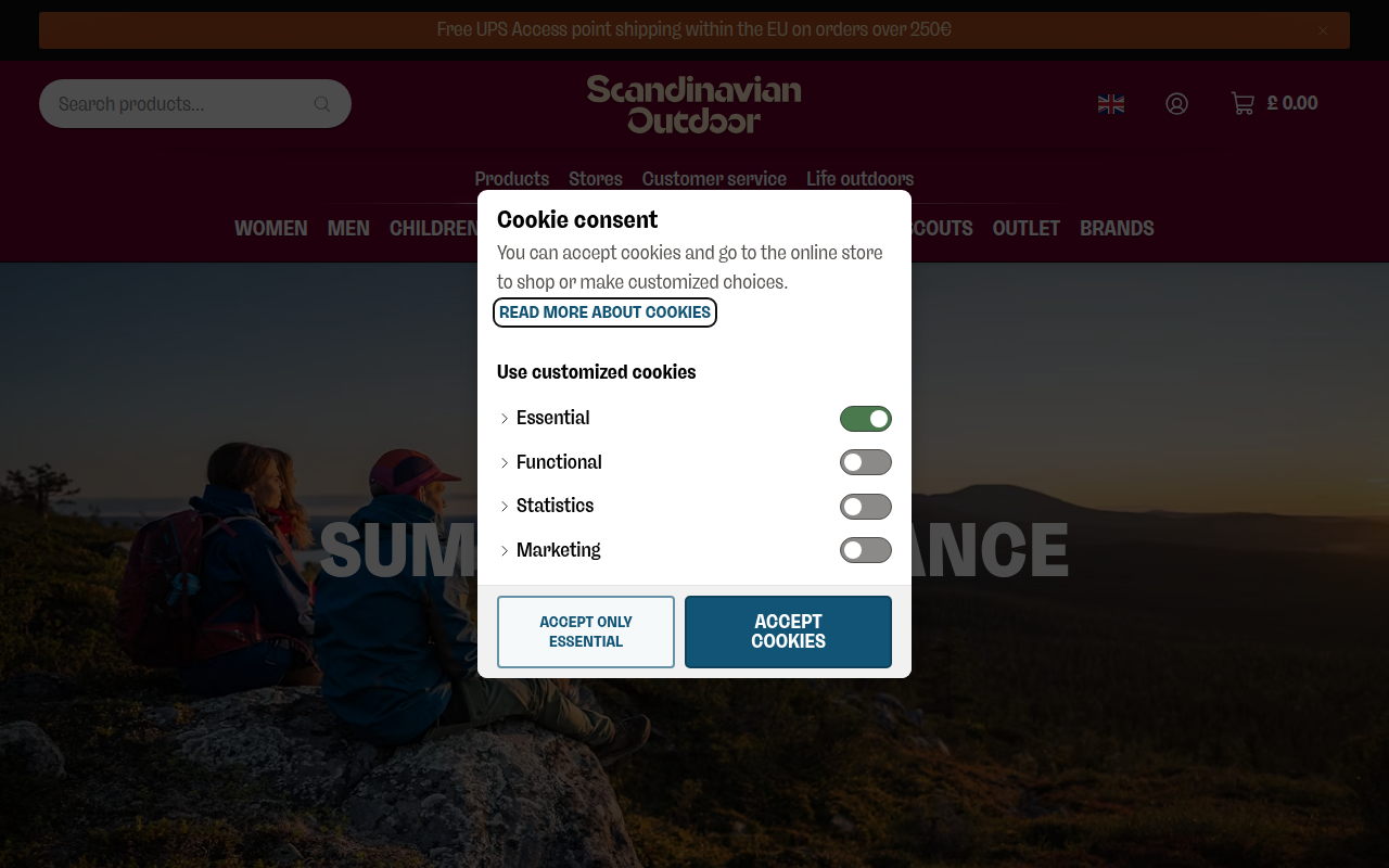 Screenshot van scandinavianoutdoor.com