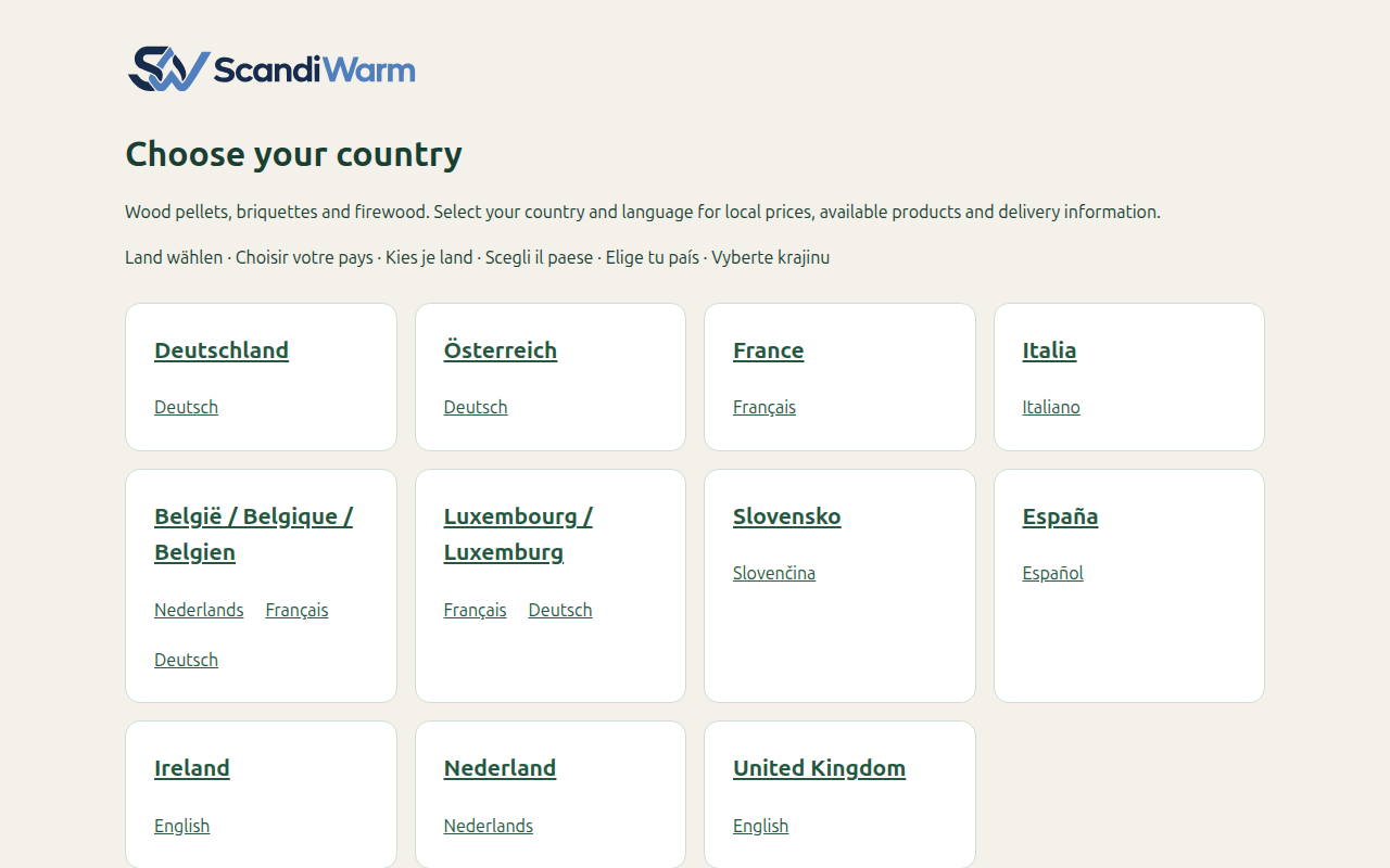 Screenshot van scandiwarm.com