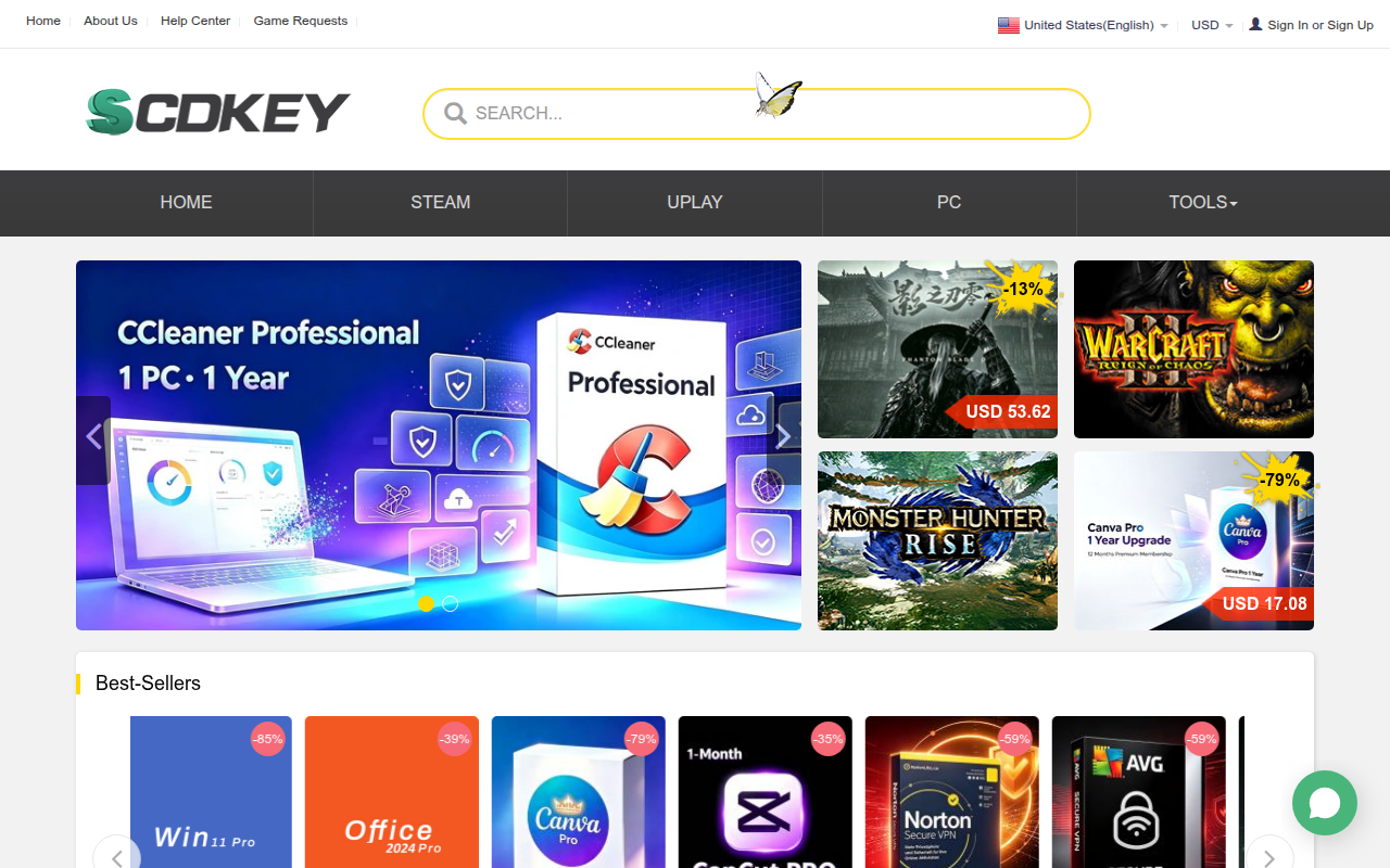 Screenshot van scdkey.com