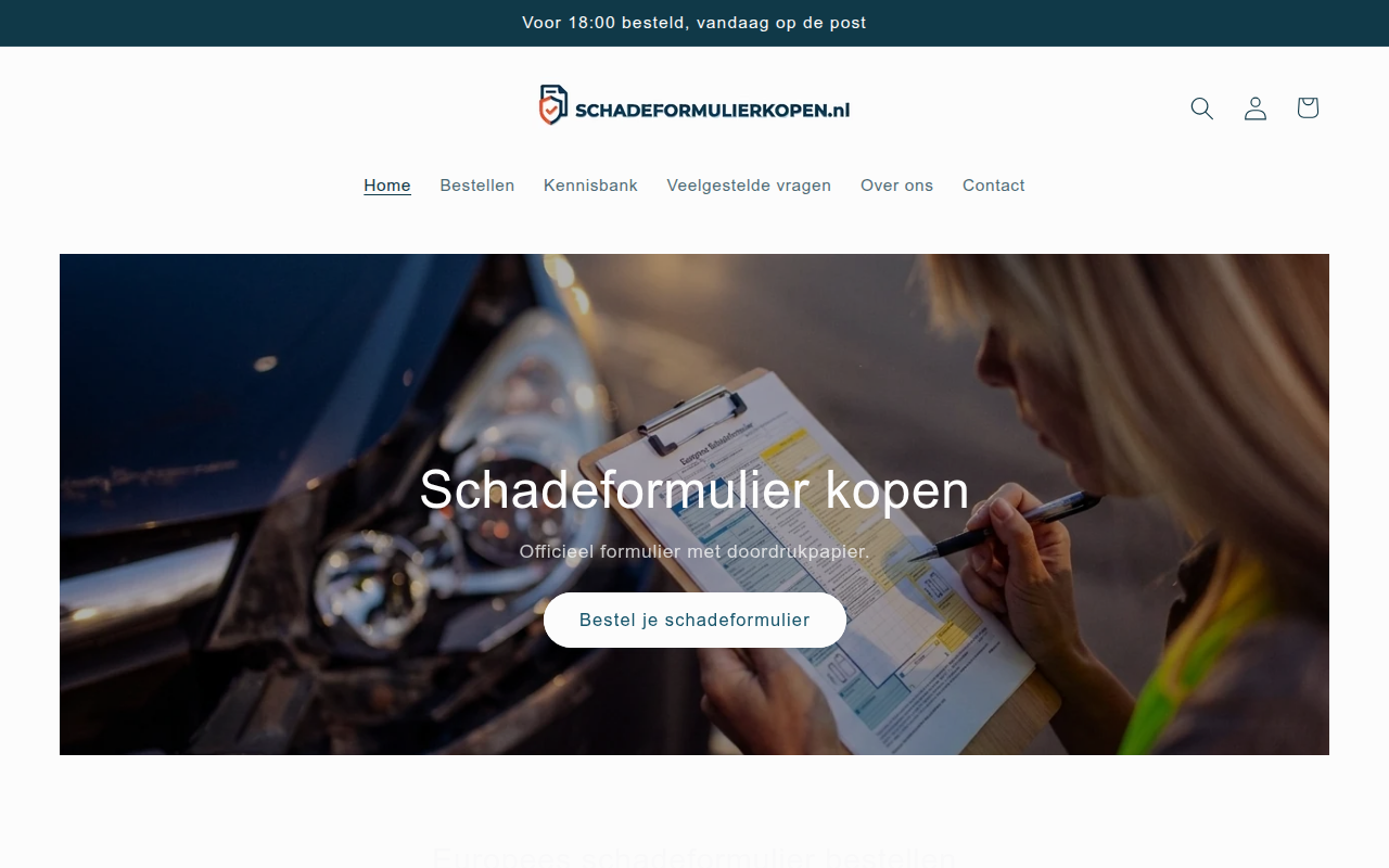 Screenshot van schadeformulierkopen.nl