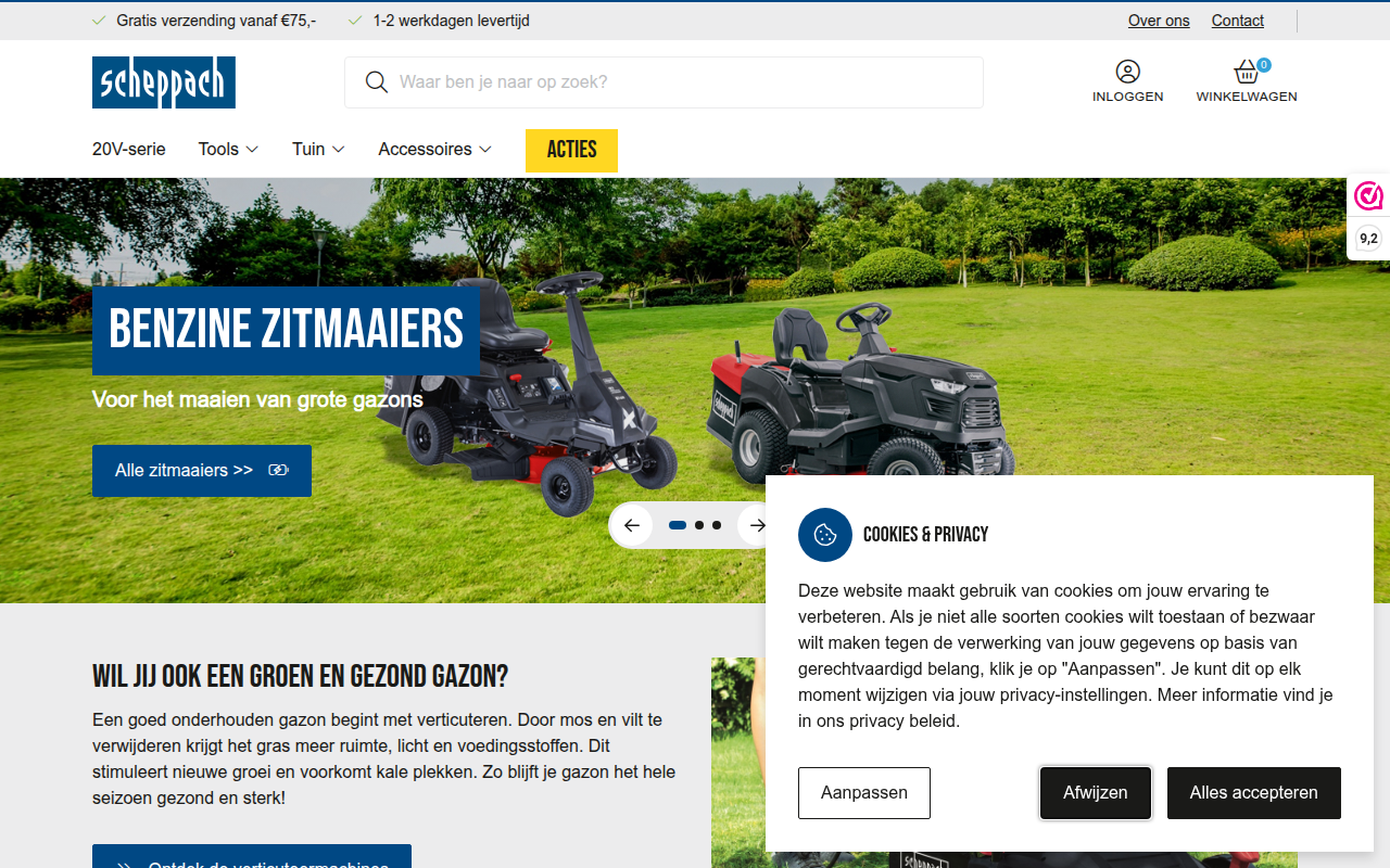 Screenshot van scheppach.nl