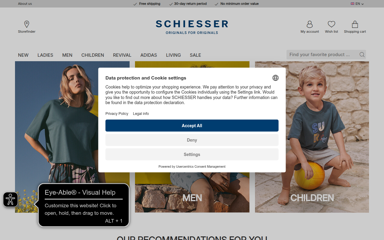 Screenshot van schiesser.com