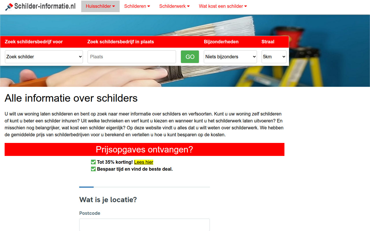 Screenshot van schilder-informatie.nl