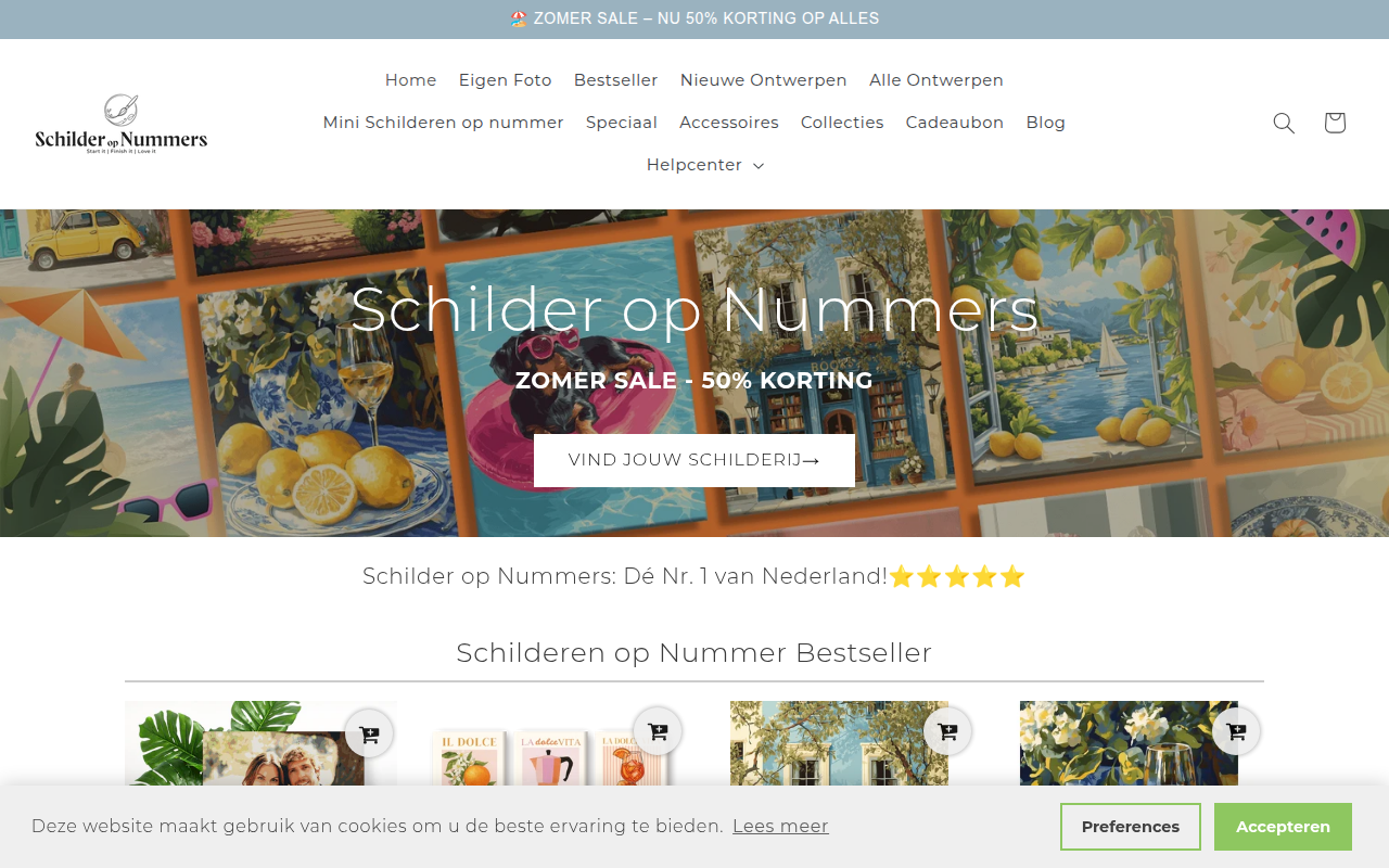 Screenshot van www.schilder-op-nummers.nl