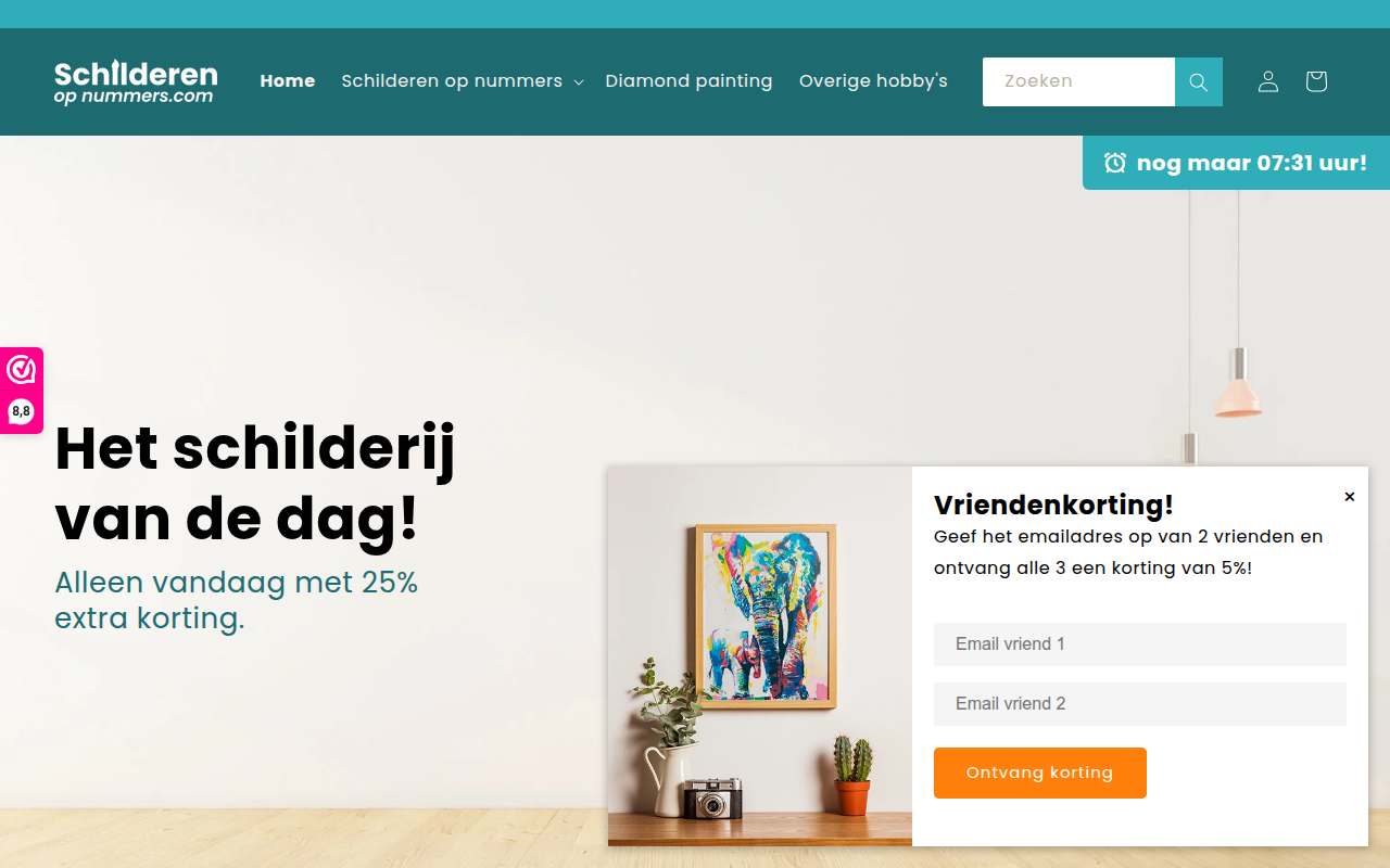Screenshot van schilderenopnummers.com