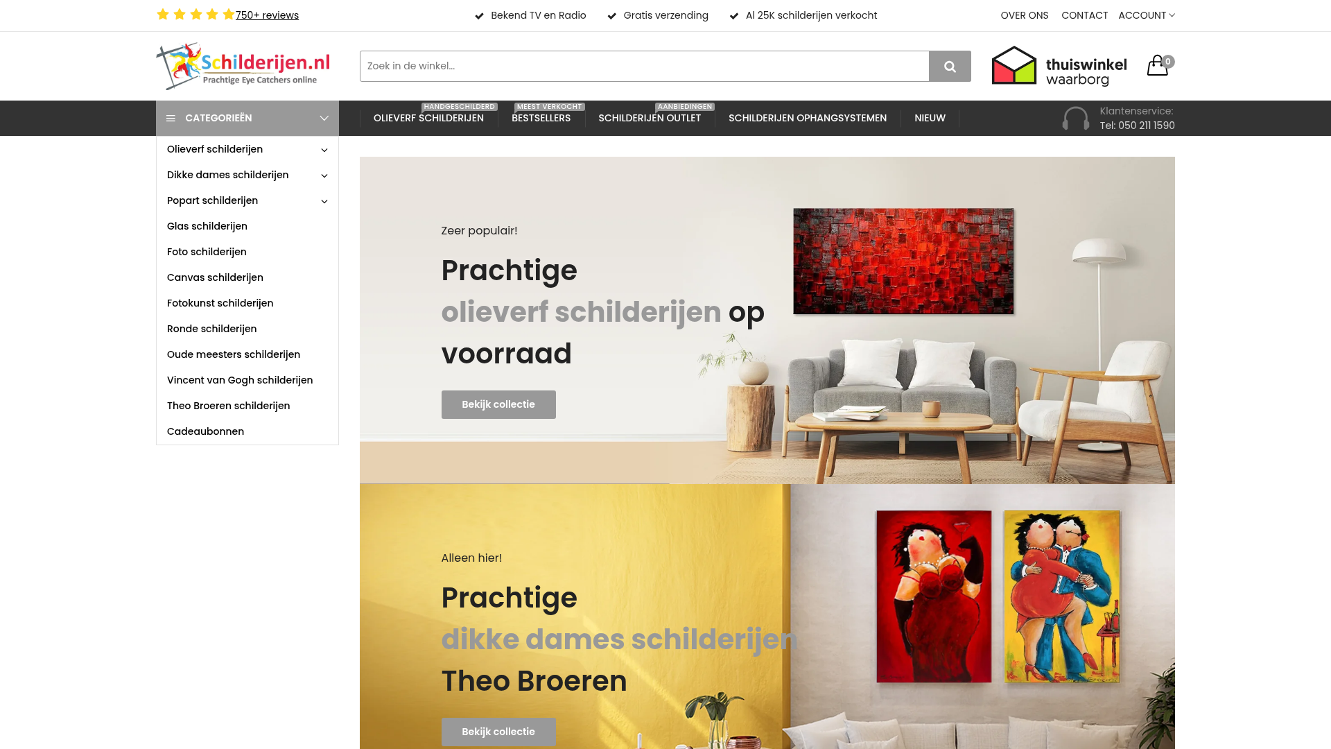 Screenshot van schilderijen.nl