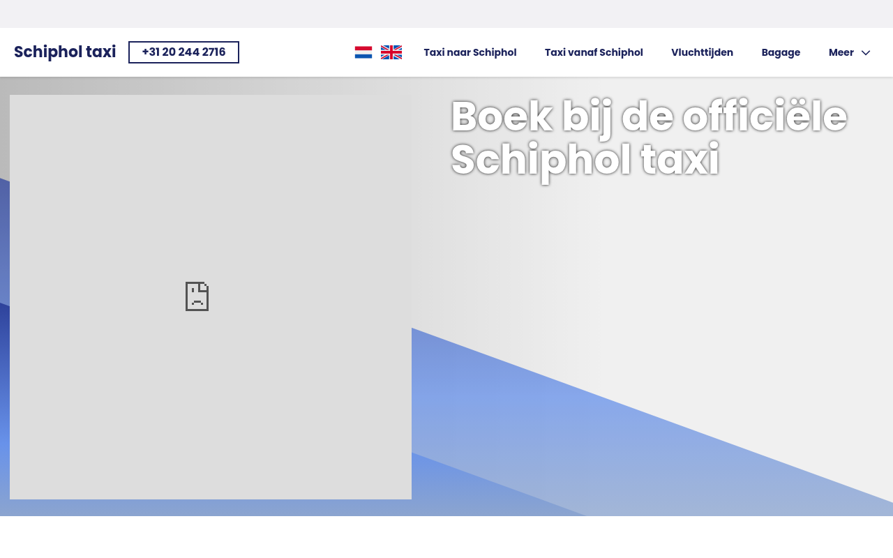 Screenshot van schiphol-taxi.nl