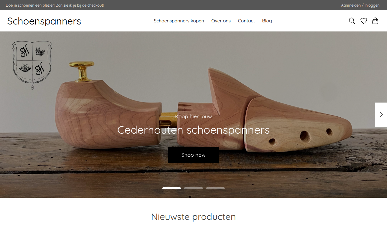 Screenshot van schoenhouder.nl