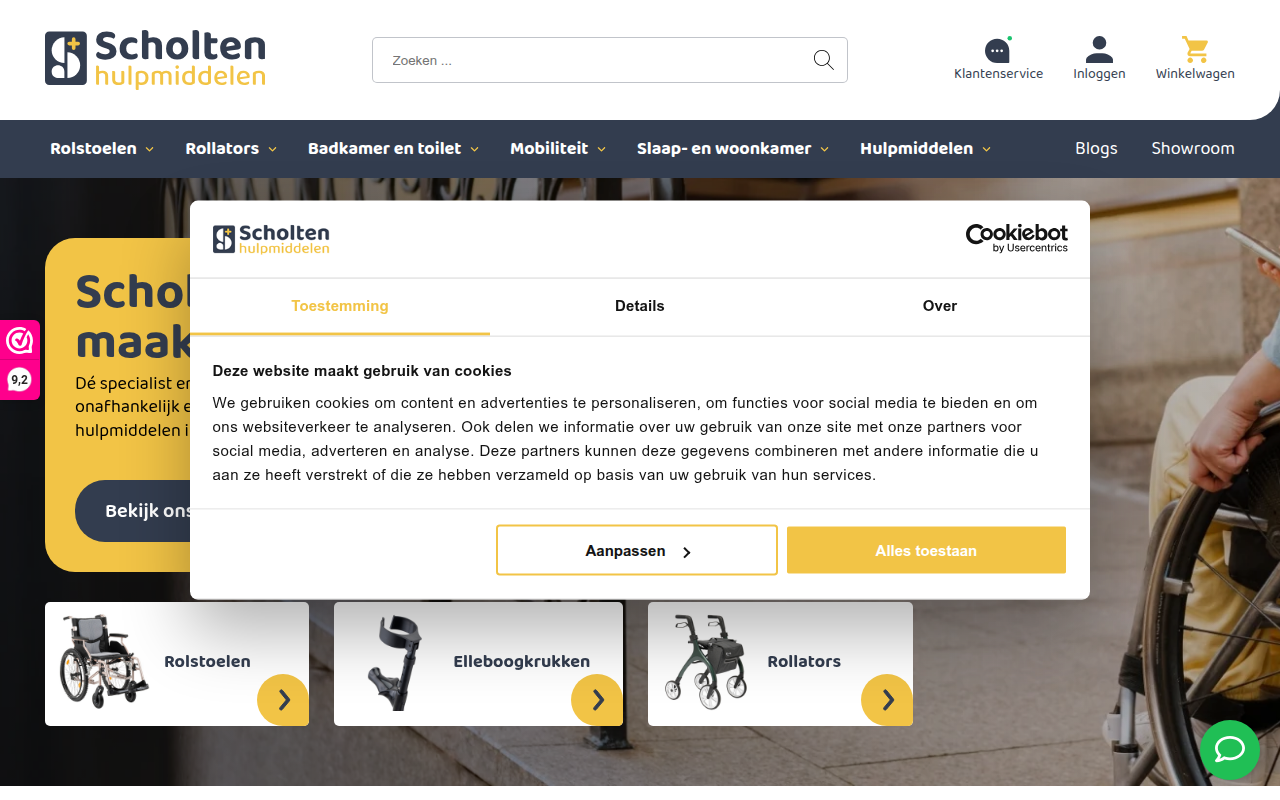 Screenshot van scholten-hulpmiddelen.nl