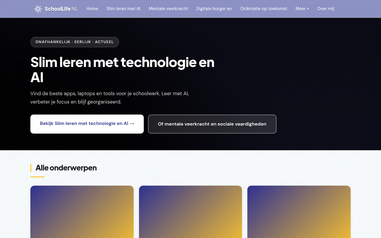 Screenshot van schoollife.nl