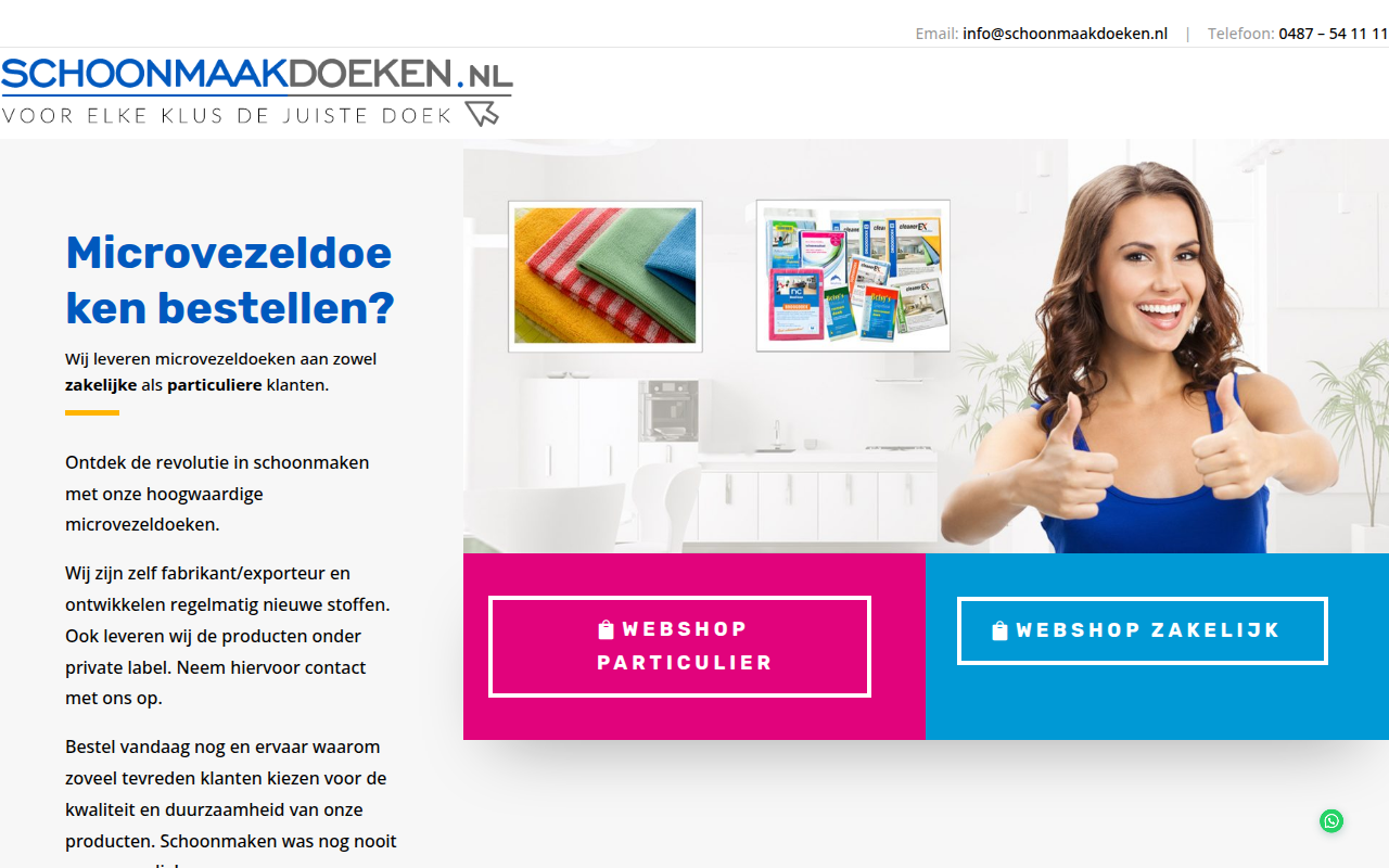 Screenshot van schoonmaakdoeken.nl