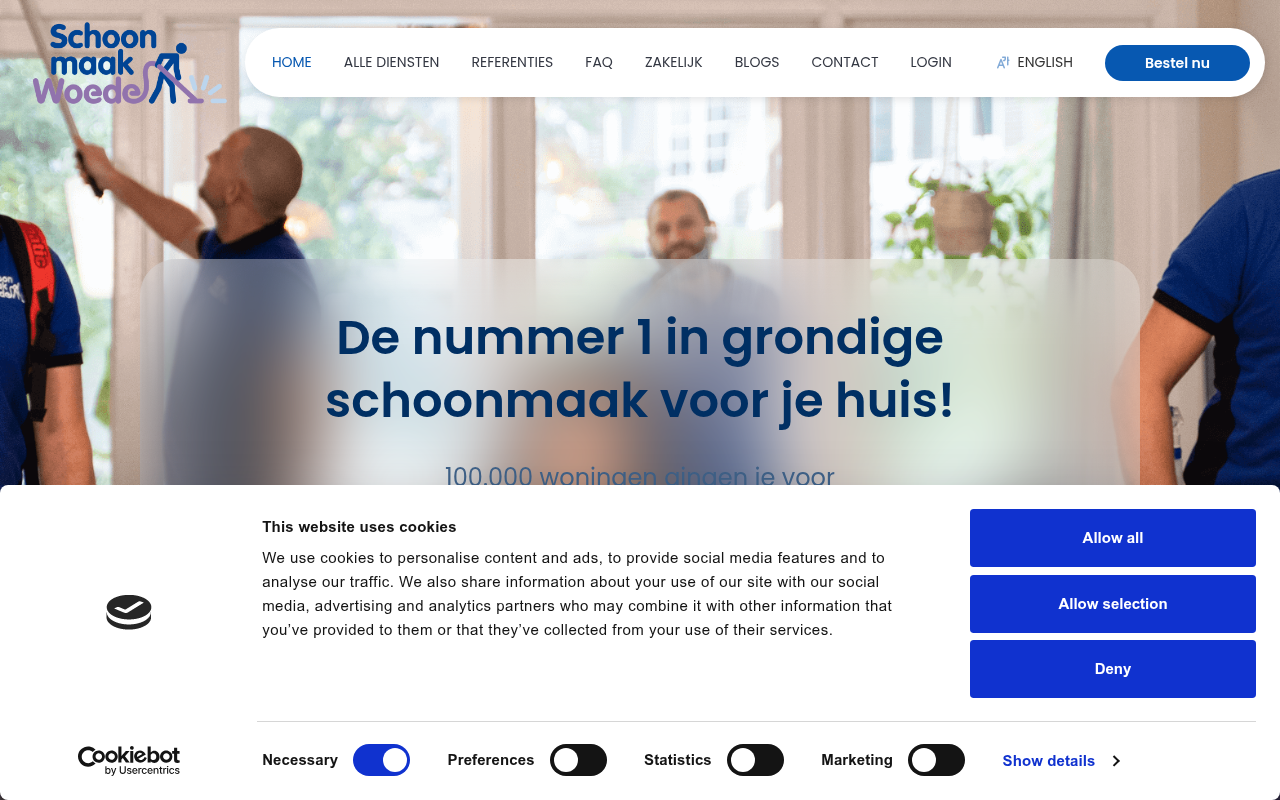 Screenshot van schoonmaakwoede.nl