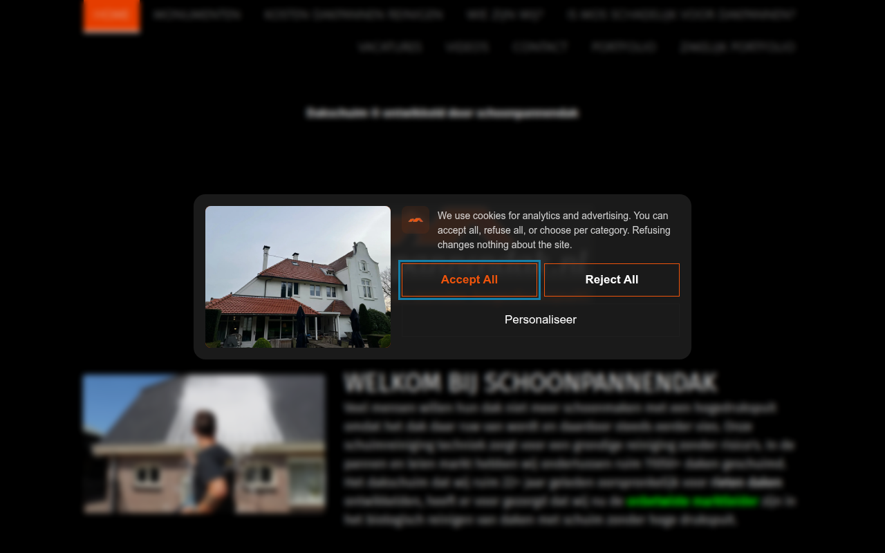 Screenshot van schoonpannendak.nl