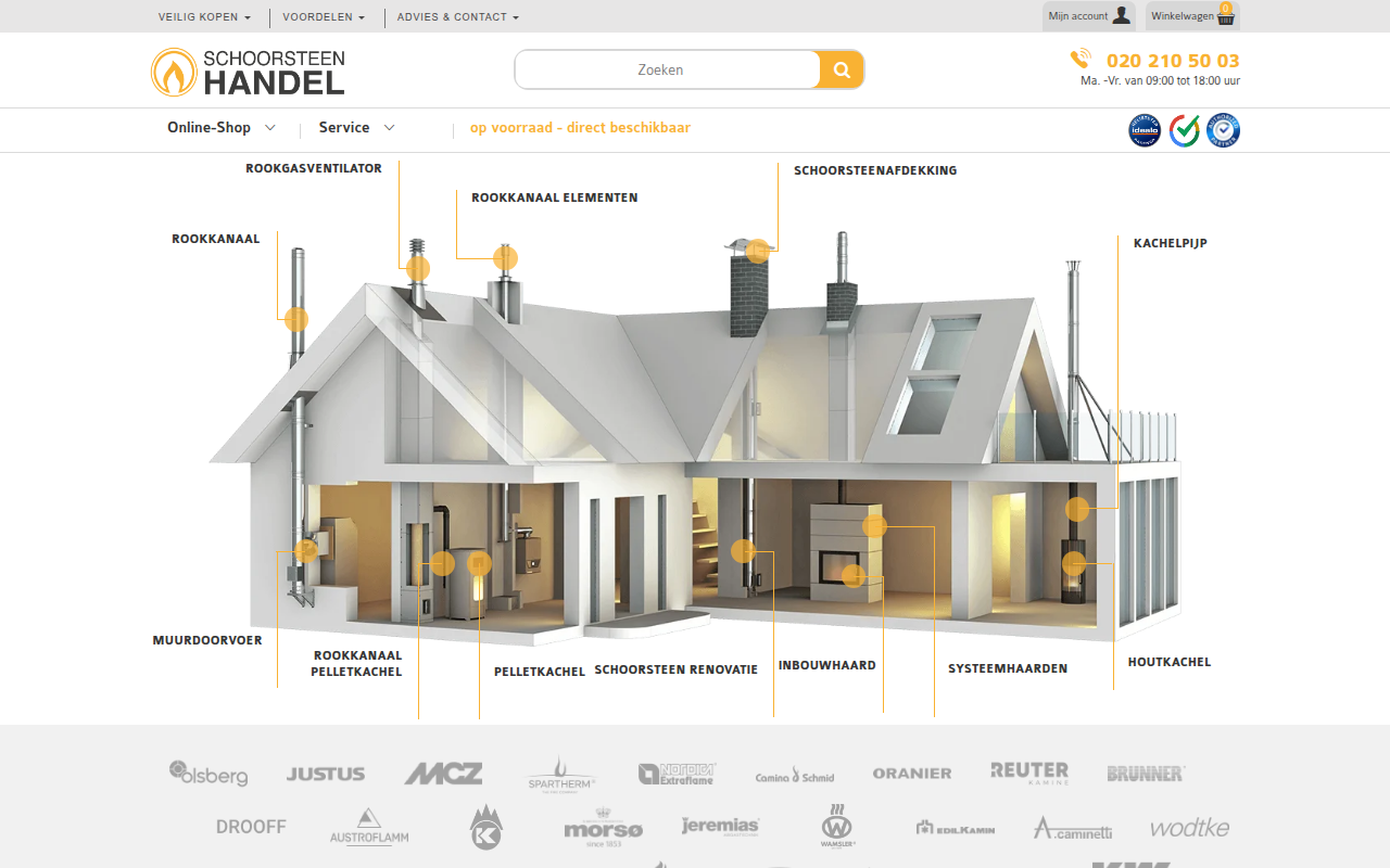Screenshot van schoorsteenhandel.nl