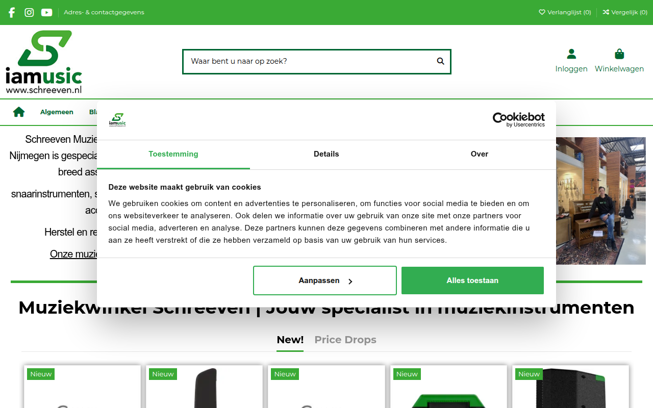 Screenshot van schreeven.nl