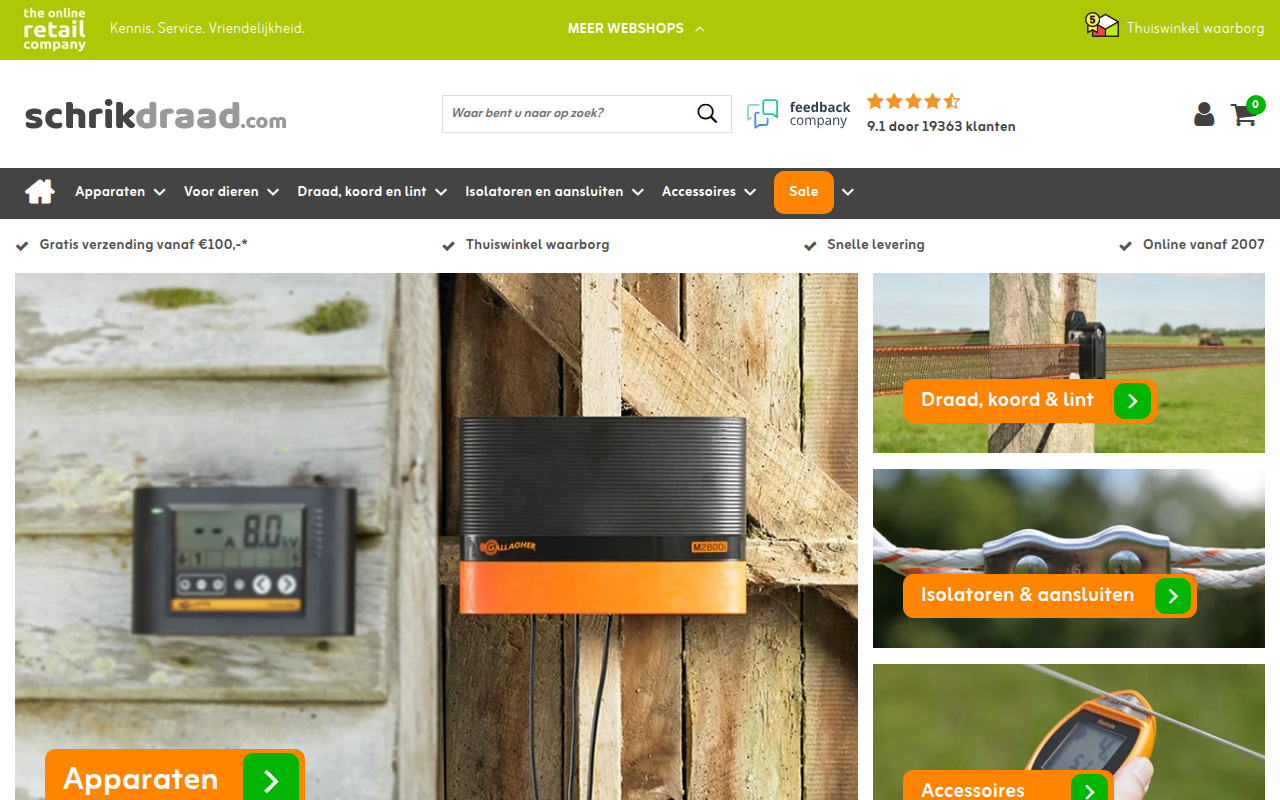 Screenshot van schrikdraad.com