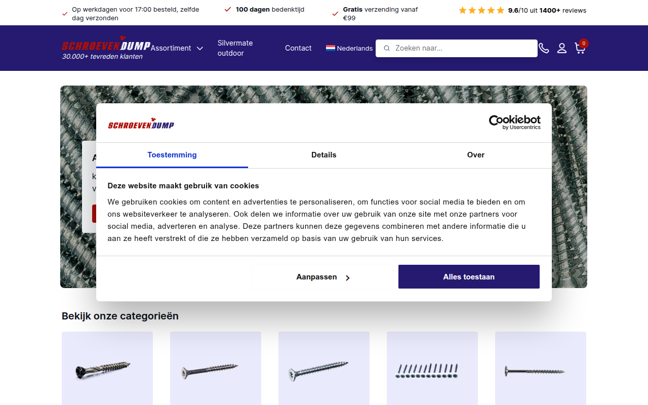Screenshot van schroevendump.nl