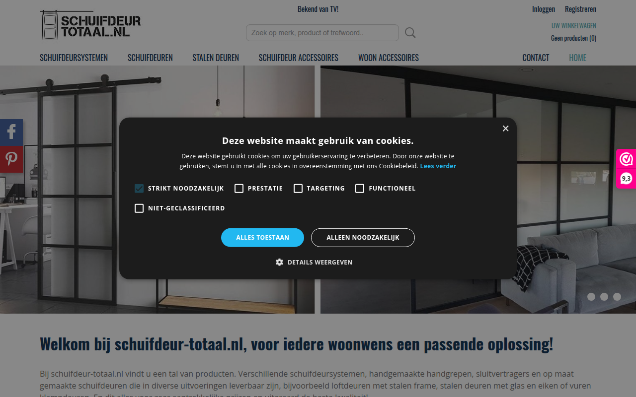 Screenshot van schuifdeur-totaal.nl