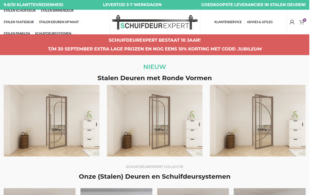 Screenshot van schuifdeurexpert.nl
