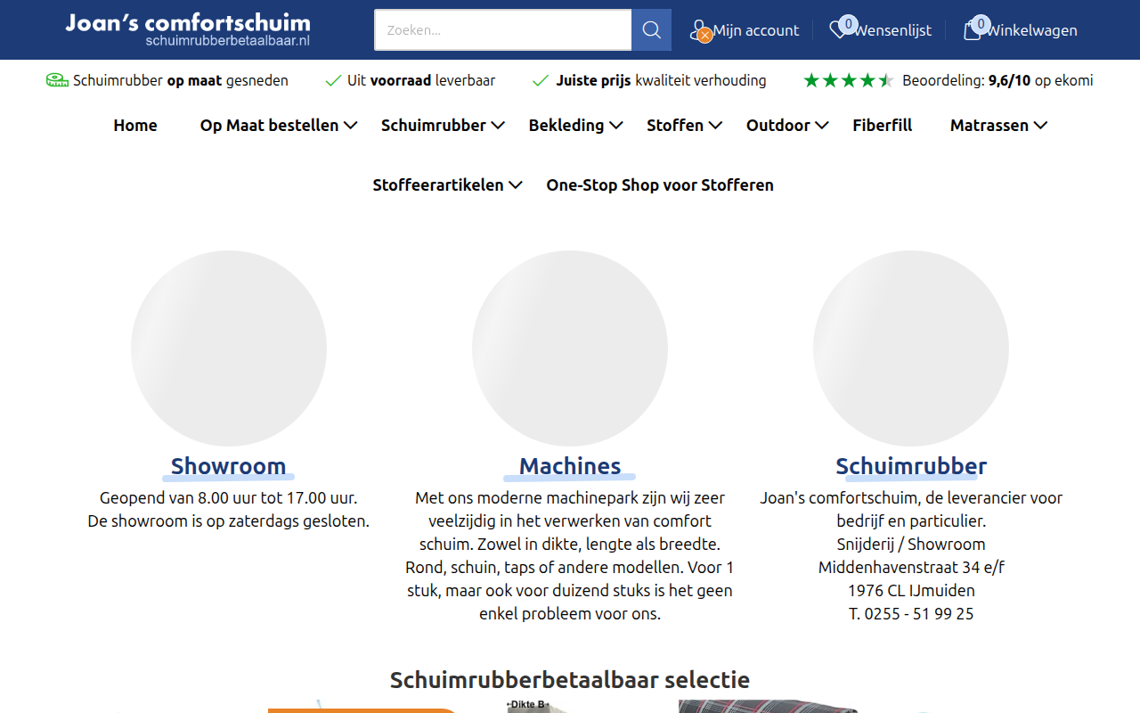 Screenshot van schuimrubberbetaalbaar.nl